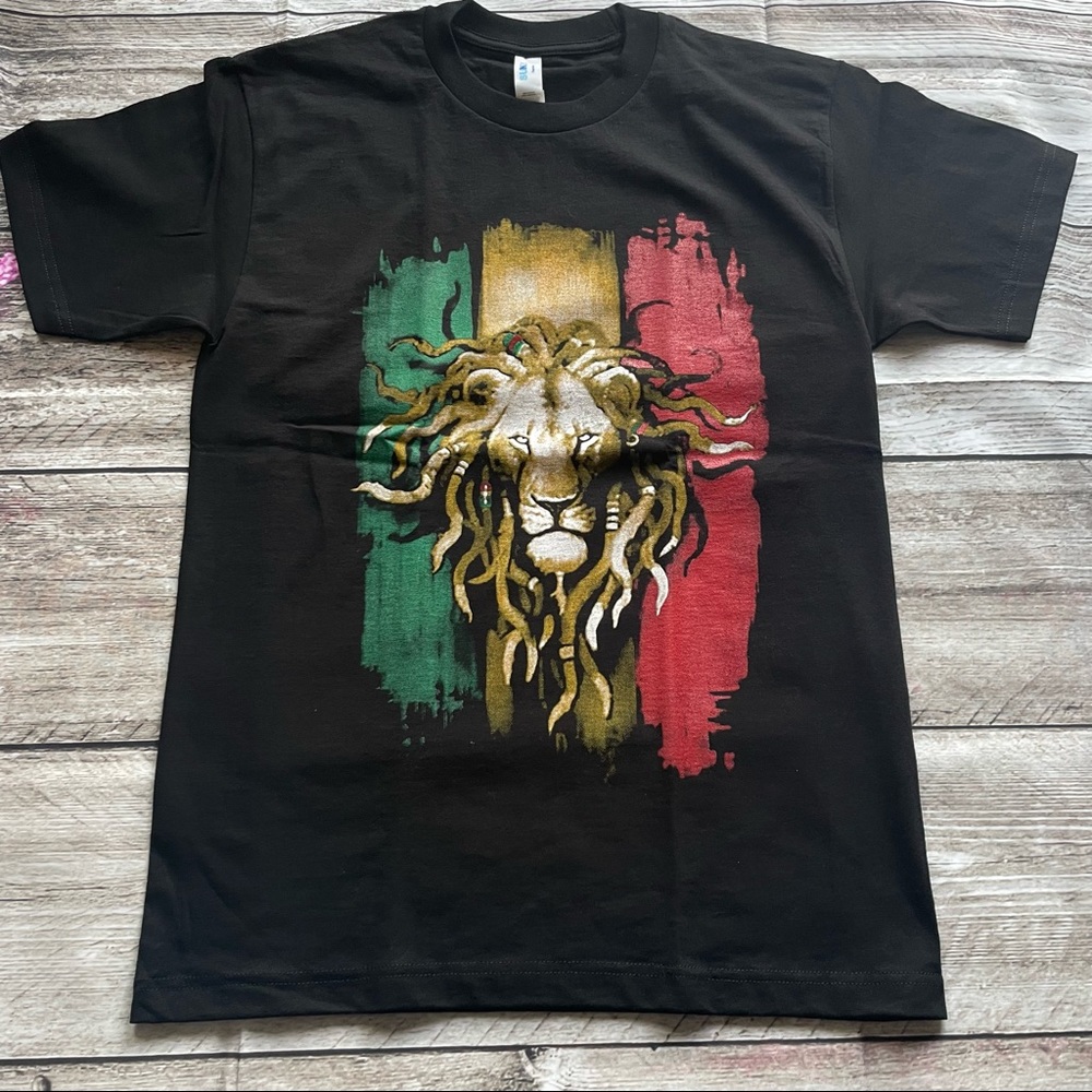 Green/Yellow/Red Dreadlocks Lion T-Shirt Bob Marley